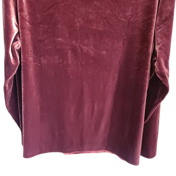 Talbots Shirt Women's 3X Red Burgundy Wine Velvet Mock Neck NEW Top Blouse - Picture 10 of 10
